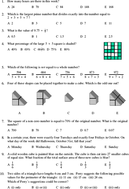 intermediate maths paper